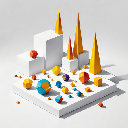 3d image of a white and orange cubes on the background city, geometric shapes, cubes.の素材
