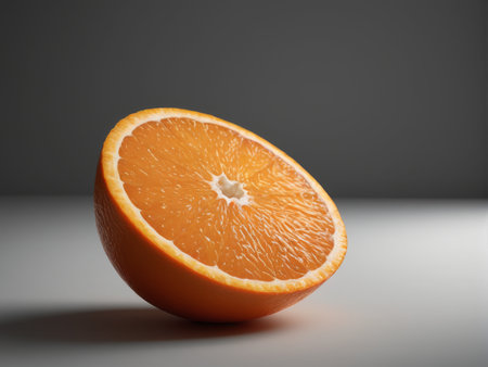 half fresh orange fruit on a white backgroundの素材