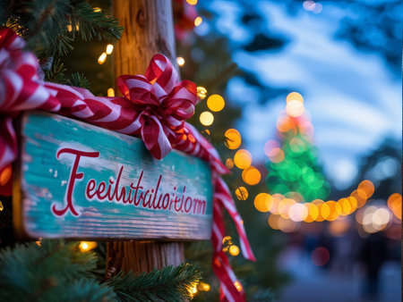 christmas decoration with lights and decorationsの素材