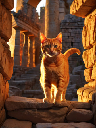 a cat in the templeの素材