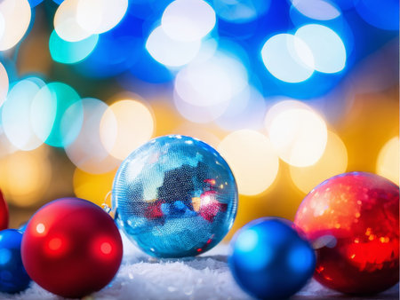 christmas decorations on a background of the snowの素材