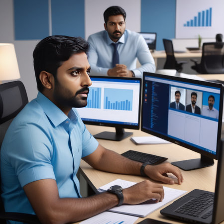 young businessman working in computerの素材