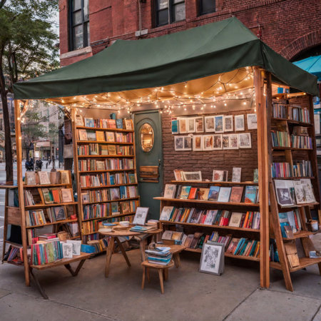 a vertical picture of the open book at night in cityの素材