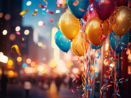 colorful balloons in the nightの素材