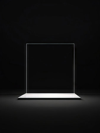 blank white screen display with black background. 3d image.の素材