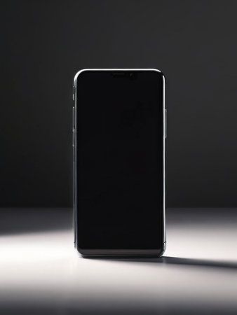 black smart phone on background, mockup design. 3d illustration.の素材