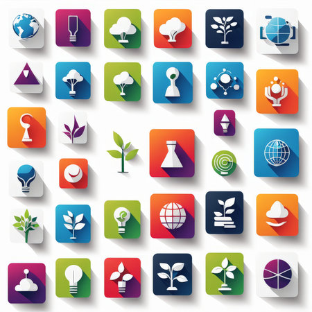 agriculture icons set. color illustration of 6 long shadow vector for webの素材