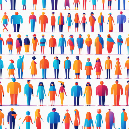 vector seamless colorful pattern with people and menvector menの素材