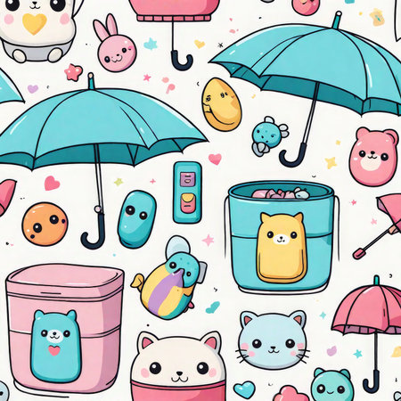 cute cartoon animals seamless backgroundの素材