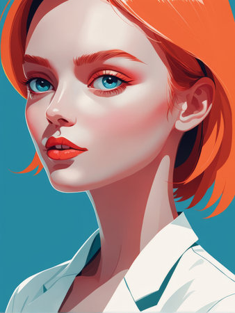 beautiful girl with red hairの素材