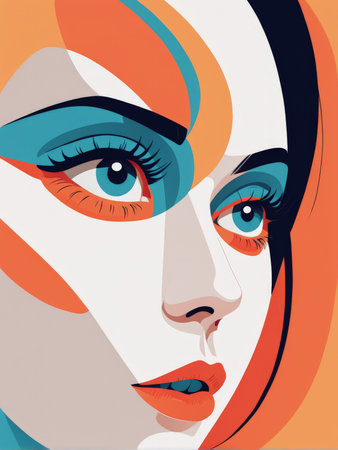 abstract background with beautiful woman faceの素材