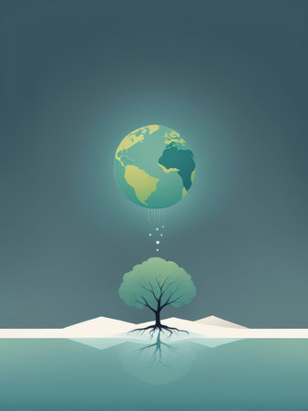 world planet earth with a tree. concept of climate change. vector illustration. eps 1 0.world 0の素材