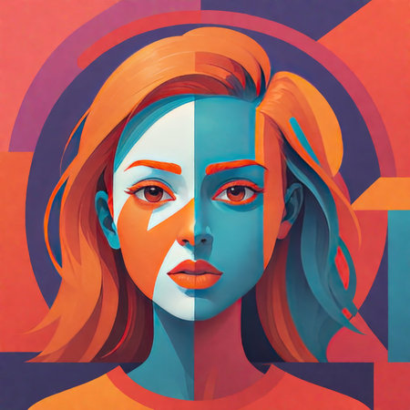 abstract colorful illustration of a womanの素材