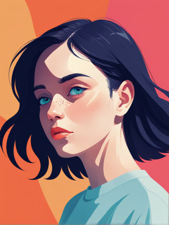 portrait of young woman with long hair.portrait hair.の素材