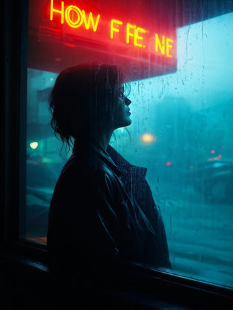 young woman in a black dress with cup of coffee on the streetの素材
