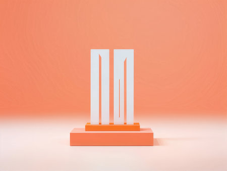 orange podium for pedestal or product stand with a pedestal. 3d renderの素材