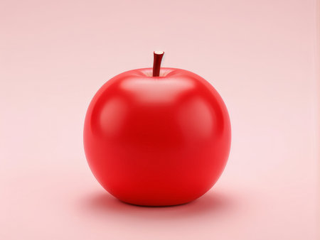 red apple on white background 3d renderingの素材
