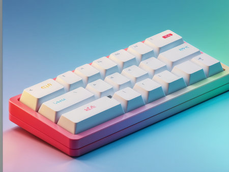 computer keyboard with a white and pink colorの素材