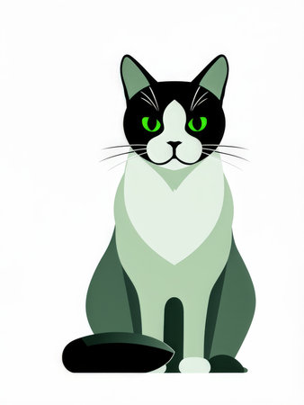 cute green cat, vector, illustrationの素材