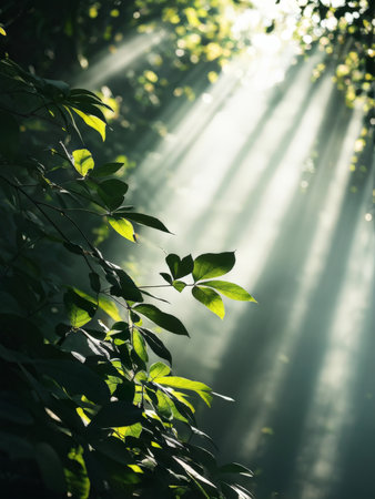 green leaves in the forestの素材