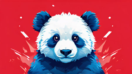 panda in a red and white colorの素材