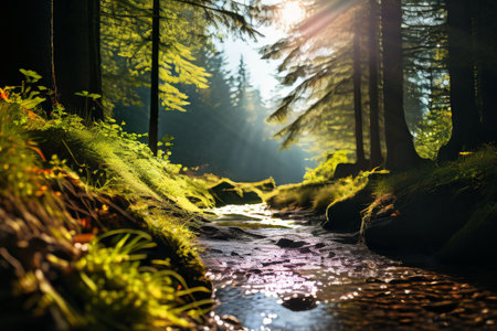 beautiful autumn forest in the morningの素材
