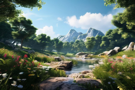 3d illustration of a fantasy landscapeの素材