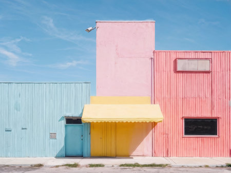 colorful houses in the cityの素材