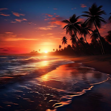 beautiful sunset over the lakeの素材