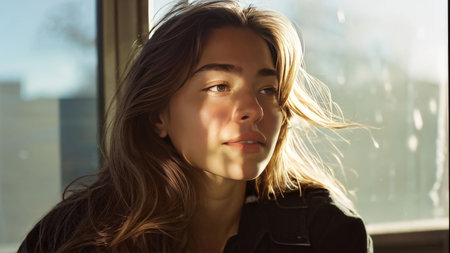 portrait of a girl with long hairの素材