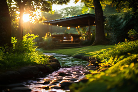 beautiful sunset in the forestの素材