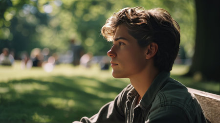 a boy in the park. high quality photos photoの素材