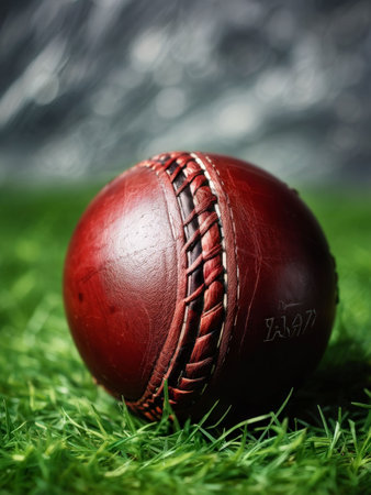 baseball ball on green grassの素材