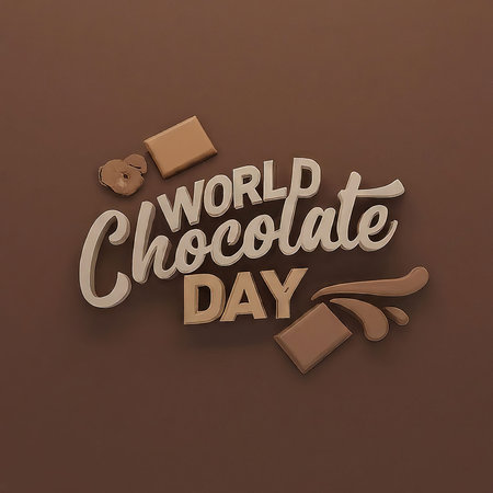 world chocolate day 3d illustration. holiday concept design vectorの素材
