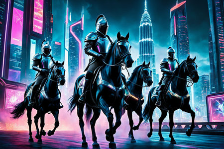 knight riding the horse.の素材