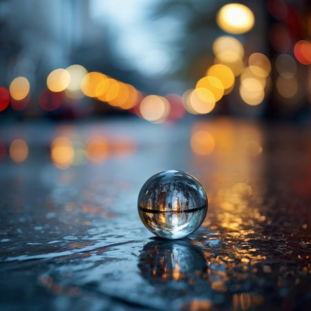 glass ball on the streetの素材