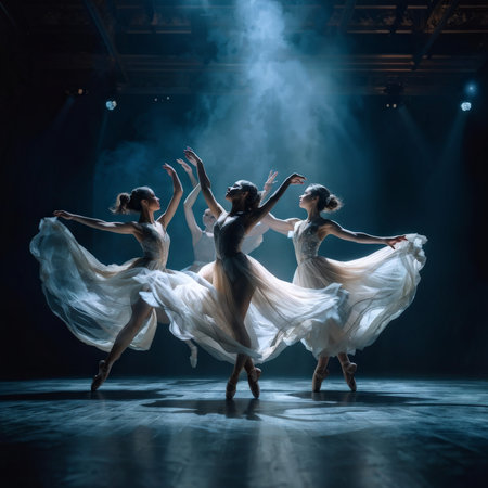 two young dancers in a modern studio.の素材