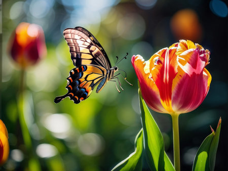 close up of beautiful butterfly in the gardenの素材