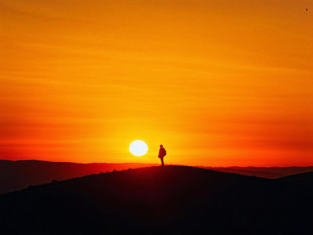 sunset over the mountainの素材