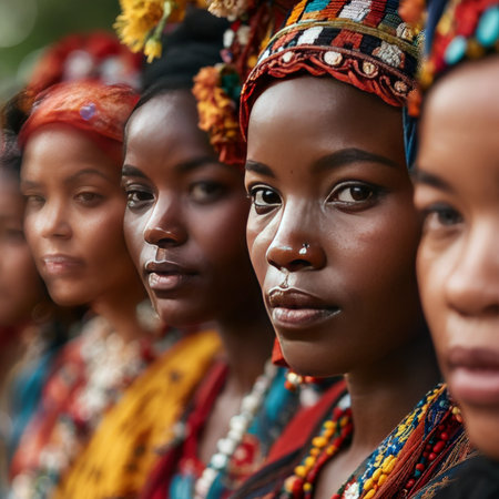 group of african women with traditional clothesの素材