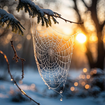spider web on the branches of forestの素材