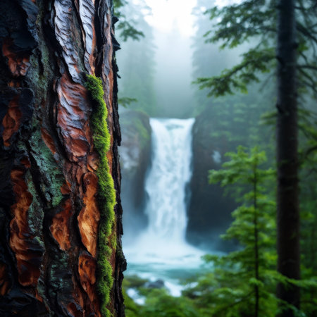 the waterfall in forestの素材