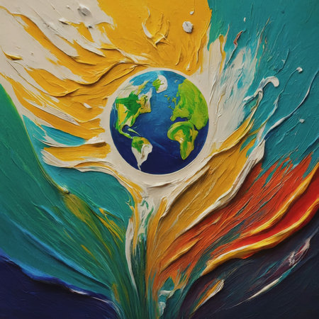 colorful paint brush on the wallの素材