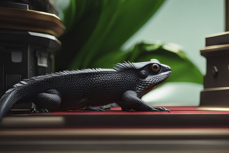 black lizard on a tableの素材