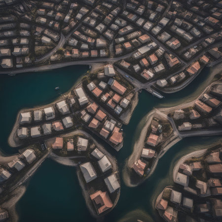 aerial view of a small town in the netherlands.の素材