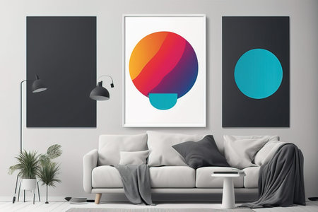 modern interior with a picture frame modern interior with a picture frame mockup of colorful modern miの素材