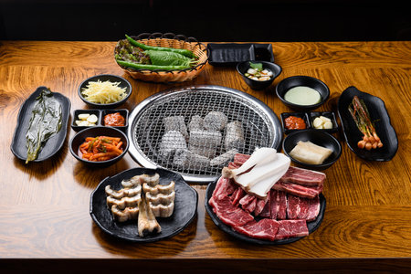 Korean traditional food - Eel and Beef Charcoal Grilled Setの写真素材