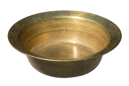 old vintage cooper round pan isolatedの写真素材