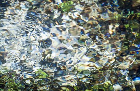 Movement background of rippled pattern of sea water waves in various colors green, white, blueの写真素材