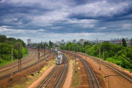 Kharkov, Ukraine - May 13, 2018: Ukrainian railways high speed intercity express Hyundai Rotem...